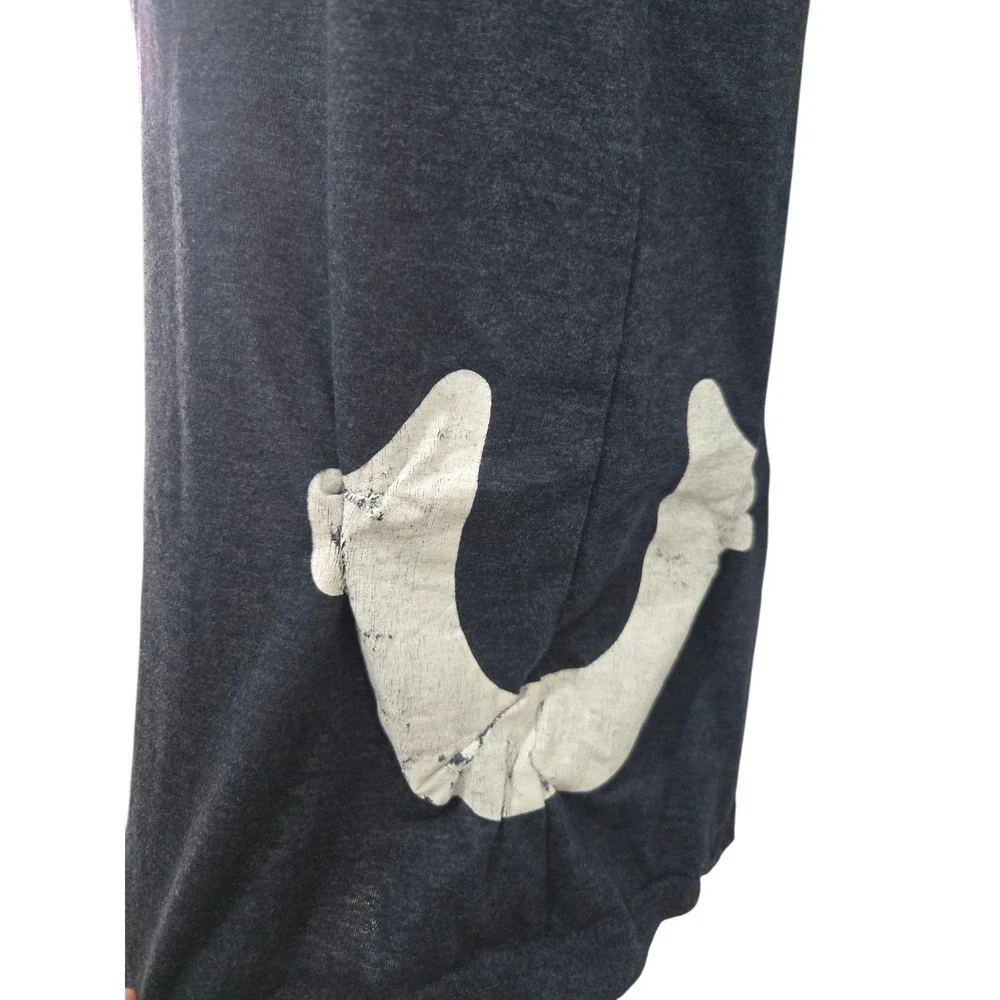 True Religion Men's Lounge T-Shirt Large Blue Heather Horseshoe‎ Logo RN 90737